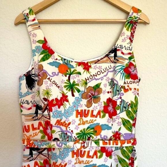 Vintage David Meister Aloha Hawaii Hula Summer Dress 100% Silk Neimans Size 8 - Picture 6 of 15